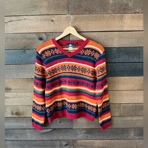 Vintage Fair Isle Sweater It’s About Time Striped 90s Knit S
